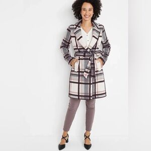Maurices plaid belted wrap coat